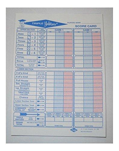 50 Triple Yahtzee Score Sheets Cards