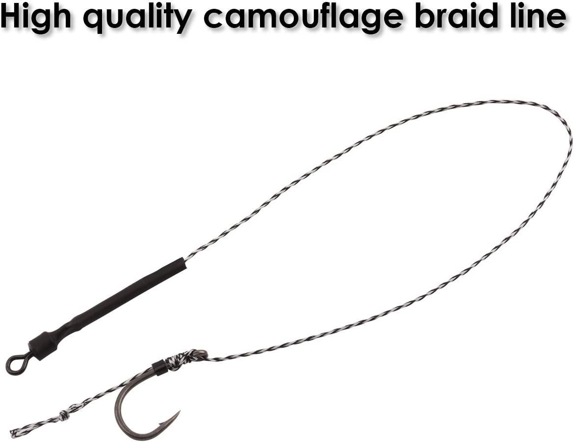 Luroad Carp Fishing Hair Rigs, 20 Pcs Curved Barbed Carp Hook Anti
