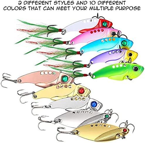 Cheap Fishing Lure Metal VIB Hard Spinner Blade Bait Treble Hooks for Bass  Walleyes Trout Fishing Spoons