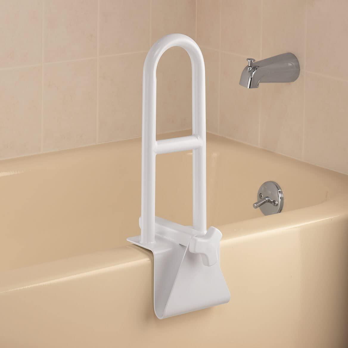 WalterDrake Easy Grip Adjustable Tub Bar – Safety Grab Handle for The  Bathtub – Easy to Mount on Tub Rail – Supports up to 250 lbs - White