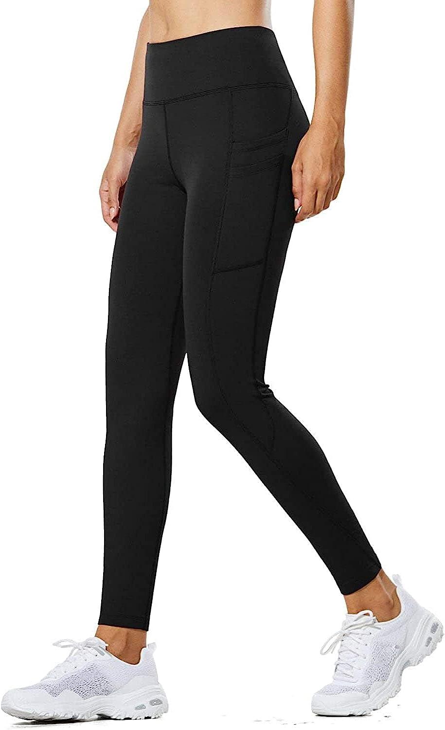BALEAF Women's Fleece Lined Water Resistant Legging High Waisted Thermal  Winter Hiking Running Pants Pockets Medium Black