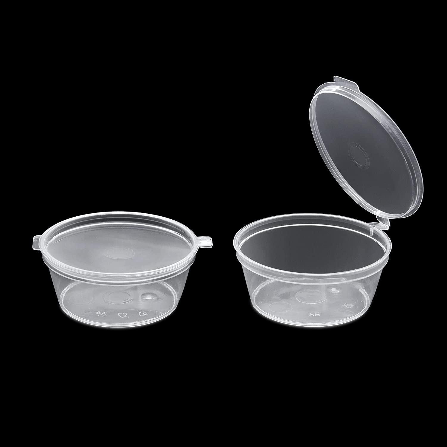 2 oz - 100 Sets Black Diposable Plastic Portion Cups With Lids