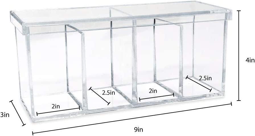 Isaac Jacobs 4-Compartment Square Clear Acrylic Organizer with Lid (5. –  Isaac Jacobs International