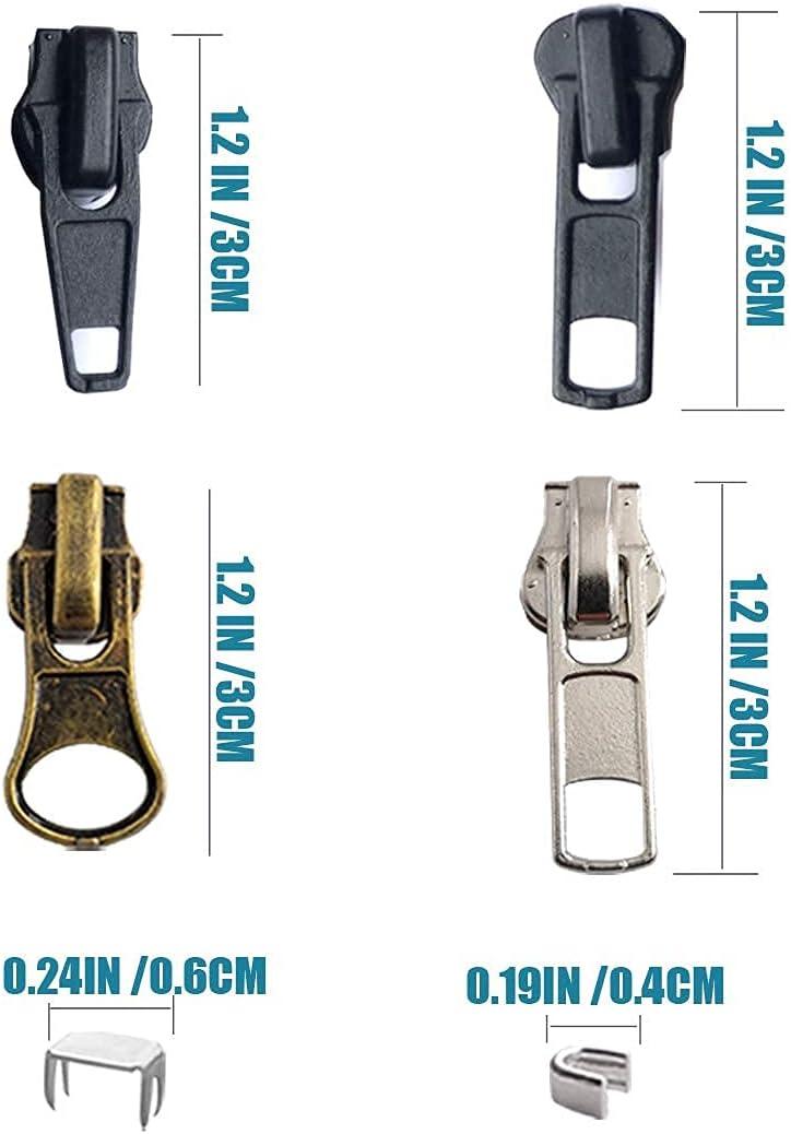 Zipper Repair Kit #5 Sliders with Pull 12 Pcs, Zipper Stops