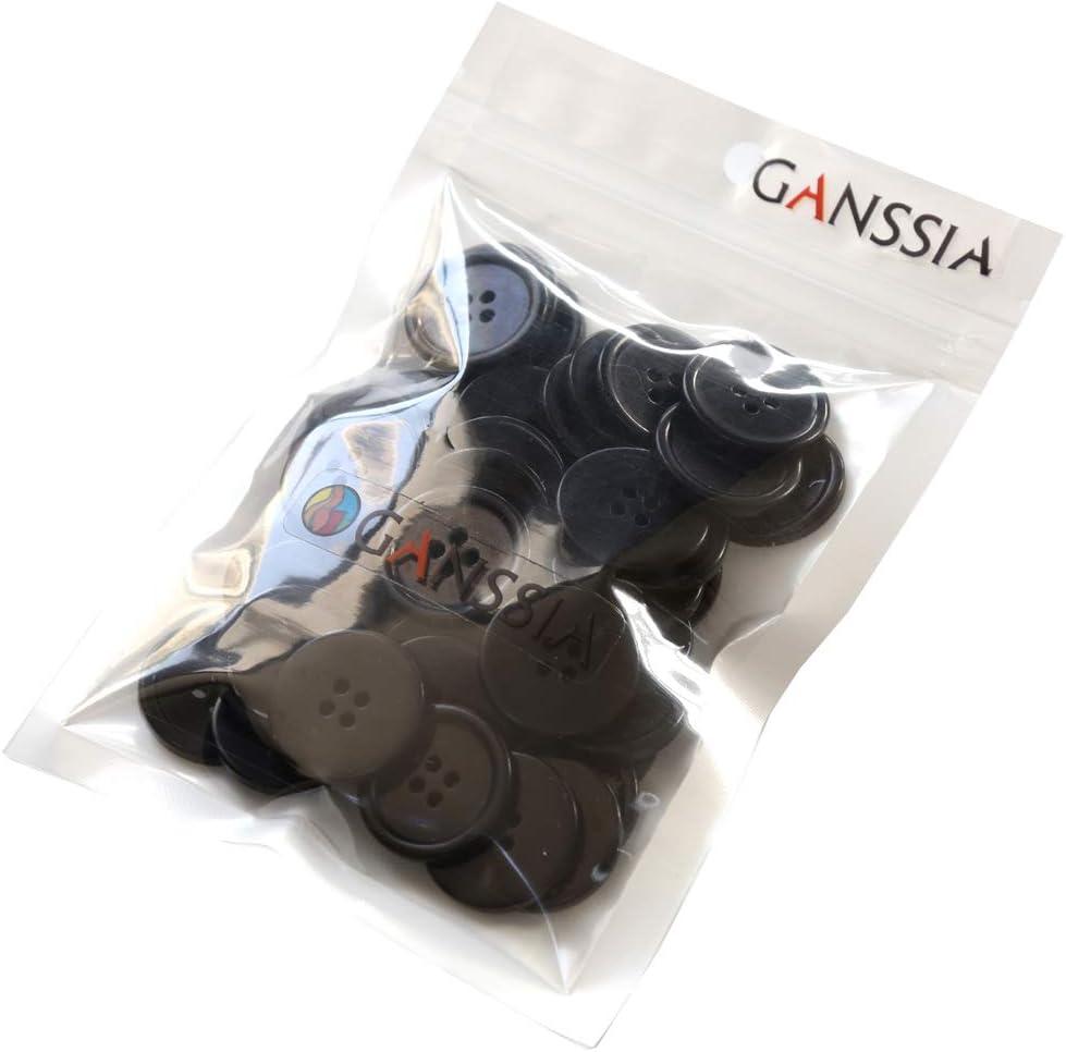 Ganssia 1 Inch Buttons 25mm Sewing Flatback Button Black Colored Pack of 50  for sale online