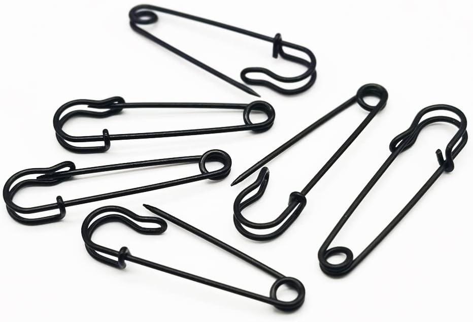 40 Pack Black Large Safety Pins, 2 Heavy Duty Blanket Pins for All Kinds  of Handicrafts, Clothing, Blankets and Other Materials as Well as DIY