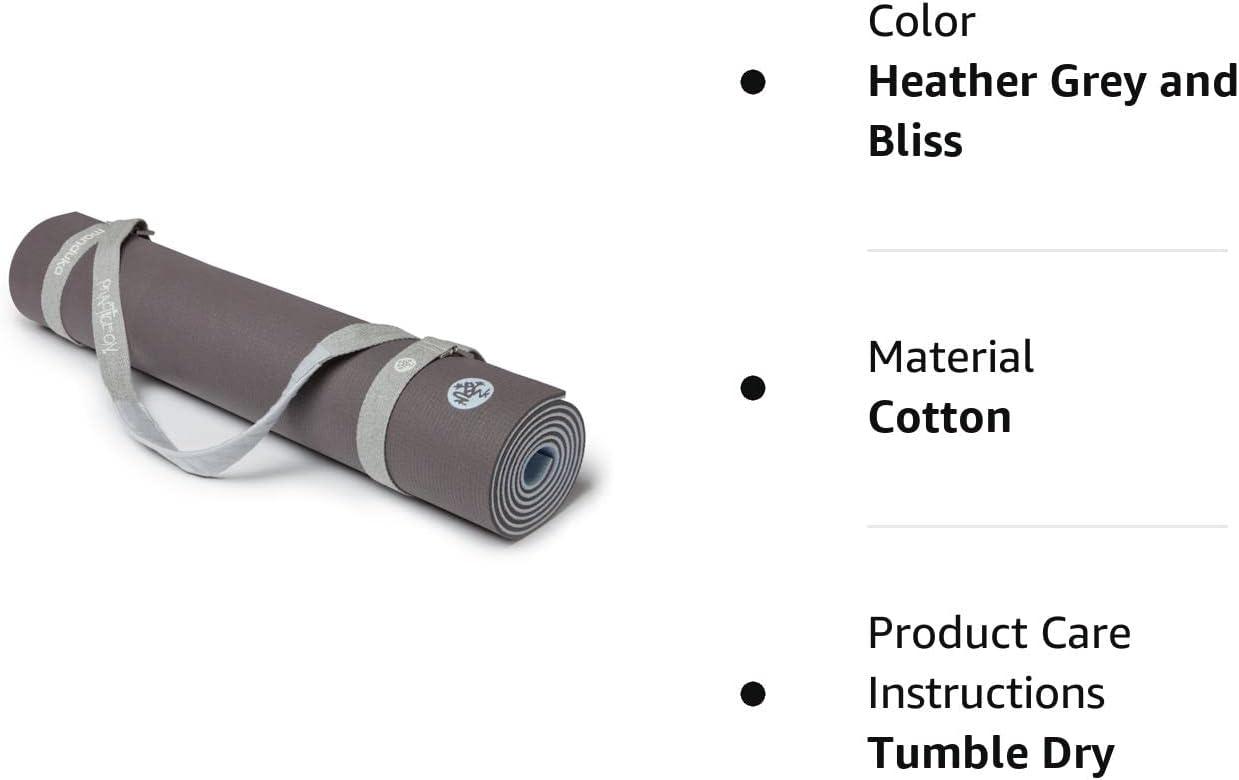 Manduka Yoga Commuter Mat Carrier - Eco-Friendly Cotton, Easy to Carry,  Hands-Free, For All Mat Sizes, 68 x 1.5 Heather Grey and Bliss