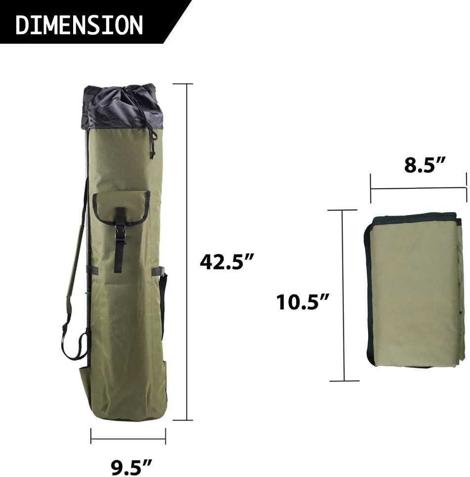  OWNERKULA Fishing Rod Bag, Waterproof Fishing Pole Case Bag  with Durable Folding Oxford Fabric, Portable Fishing Rod Case Holds 5 Poles  & Tackle : Sports & Outdoors