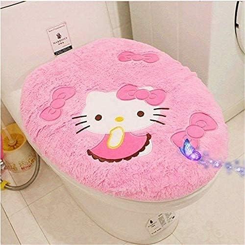 PINK Hello Kitty Shower Curtain Bath Mat Toilet Cover Rug Bathroom Set