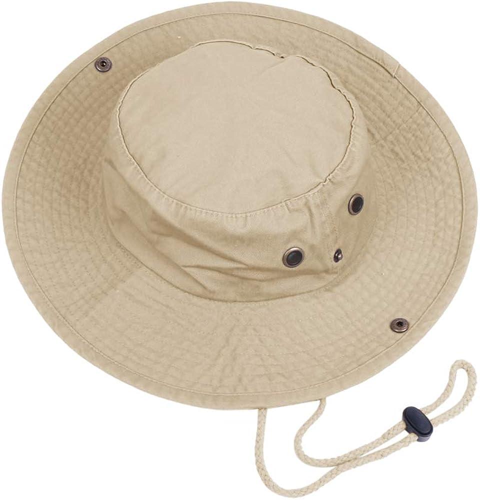 Bucket Hats with String Wide Brim Hiking Fishing UV Sun Protection Safari  Unisex Boonie Camel Large-X-Large