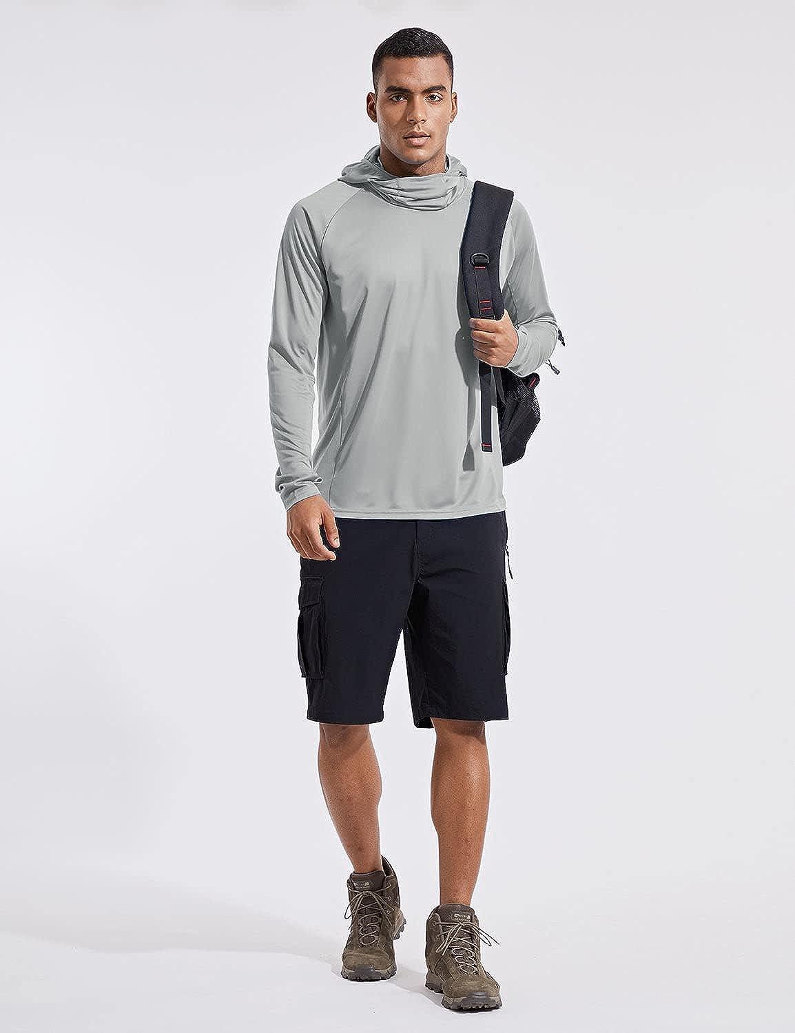 Men's Performance UPF 50+ UV/Sun Protection Hoodie T-Shirt Long Sleeve with Pockets SPF Shirt Running Hiking Shirt