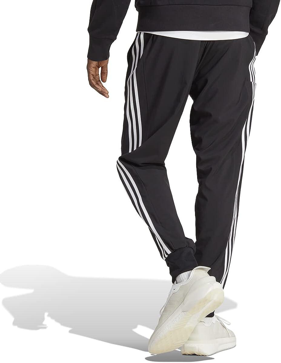 adidas Men's Aeroready Essentials Woven 3-Stripes Cuffed Pants Large Black/ White