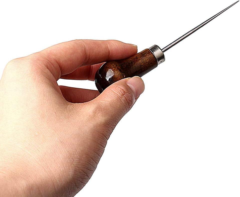1pcs Durable Awl Tool Gourd Shape Wooden Handle Scratch Awl For Leather  Hole Punch Awl Maker Tool