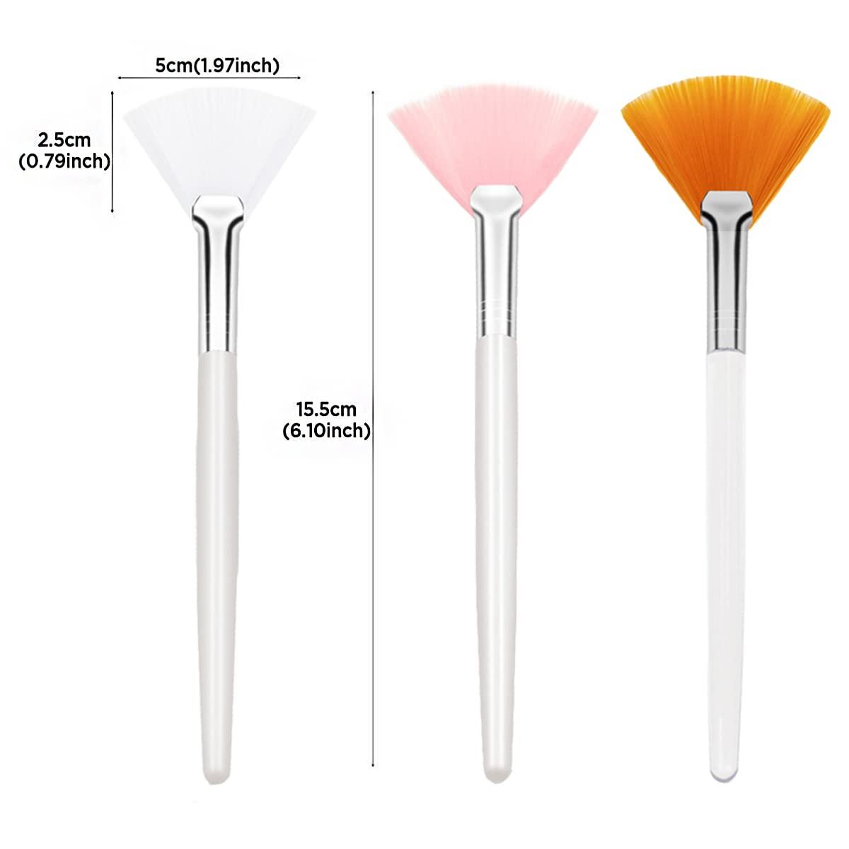15 Pieces Fan Brushes Soft Facial Applicator Brushes Acid Applicator Brush  Cosmetic Makeup Skincare Tools for Mud Cream Pink, Yellow, White