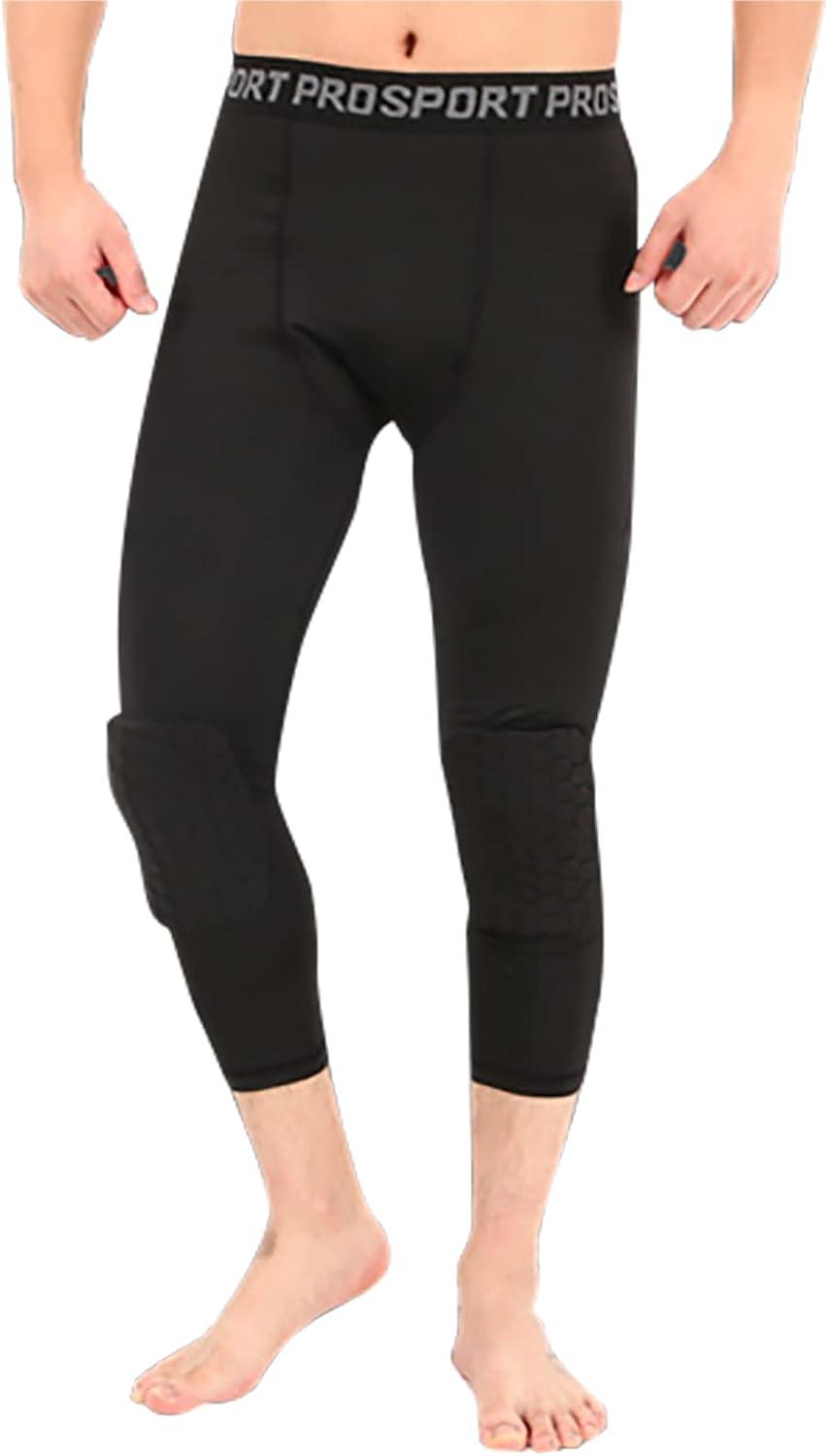  Men's Compression 3/4 Pants Athletic Baselayer Football Workout Legging  Running Tights Black : Clothing, Shoes & Jewelry