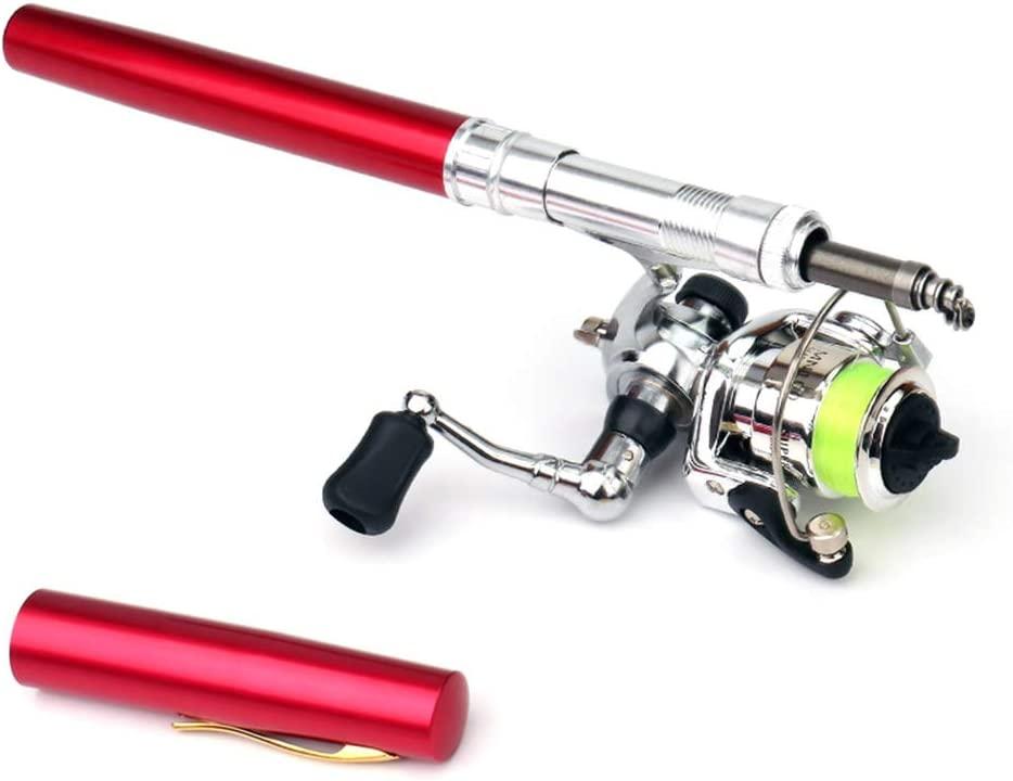 Pen Fishing Rod Kit, Pen Fishing Rod Reel Combo Set, Mini Pocket Telescopic Rod with Spinning Reel, 1.4m/55 Fishing Rod Reel Combo Kit for altwater