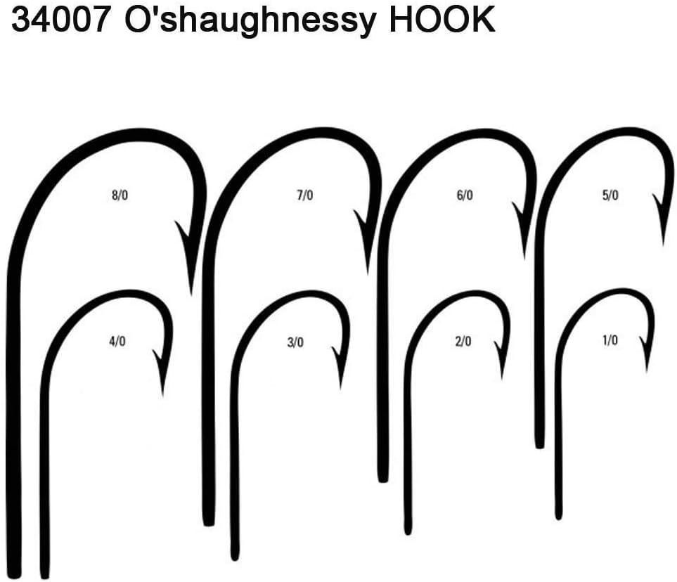 O'Shaughnessy Long Shank Hook (50 Pack) #2, 1, 1/0, 2/0, 3/0, 4/0, 5/0,  6/0, 7/0, 8/0, 9/0, 10/0 Inshore Offshore Trolling Saltwater Fishing (#2)