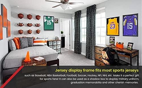  Snail Jersey Frame Display Case Large Lockable Frames Shadow  Box with UV Protection Acrylic for Baseball Basketball Football Soccer  Hockey Sport Shirt, Hanger and Wall Mount Option, Black Finish : Home