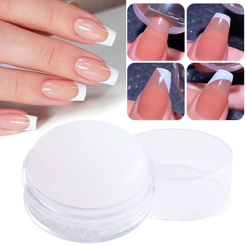 Nail Art Stamper,Pinkiou Nail Stamper Kit, Nail Stamping Plate Clear  Silicone Nail Stamper French Tip Nail Stamp with Template Scraper Nail