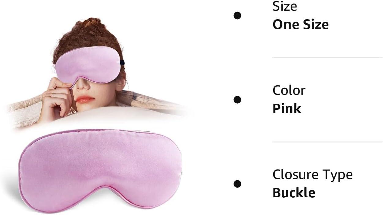 Sleep Mask Night Cover Eye Sleeping Silk Satin Masks for Women Men,  Blindfold for Airplane Travel Adjustable Strap (Black)