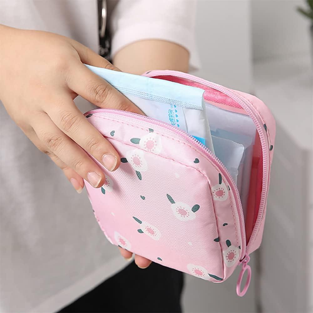 Sanitary Napkin Storage Bag, Menstrual Pad Bag with Zipper, Napkin Storage  for Purse, First Period Kit for Teens Girls, Storing Sanitary Pads for