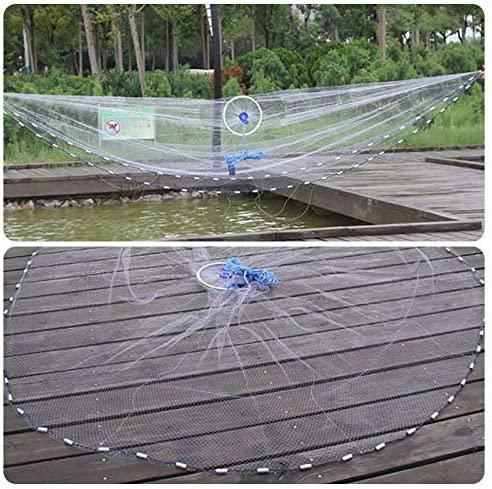 Fishing Cast Net with Heavy Duty Real Weights for Bait Trap Fish,  3.6/4.2/4.8/5.4/6/7.2m Nylon Tire Thread Fly Cast Net (Size : 6m) :  : Sports & Outdoors