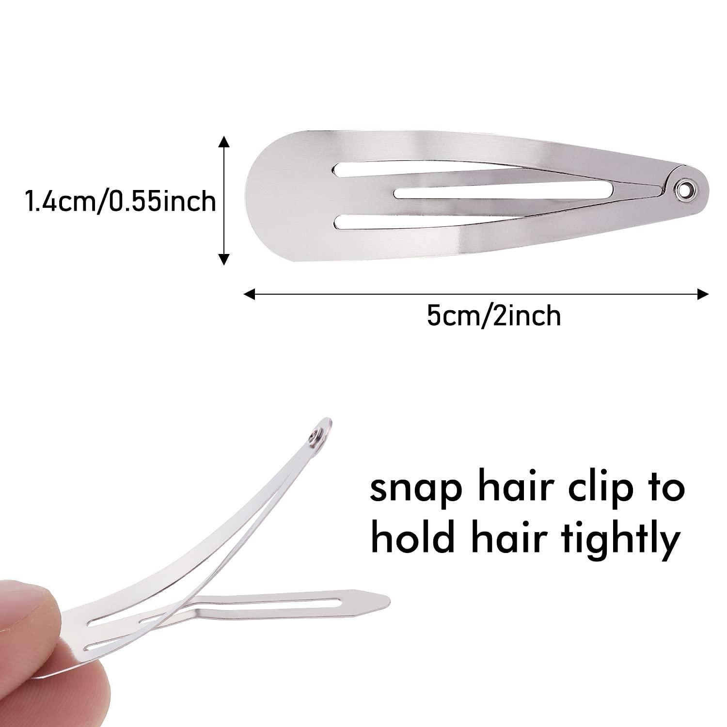 100 Pack Bulk 2 Inch 5 CM Snap Metal Hair Clips Barrettes Silver Hairpins  Clips Thin Fine Bang Hair Holder Craft DIY Accessories for Women Girl Kids