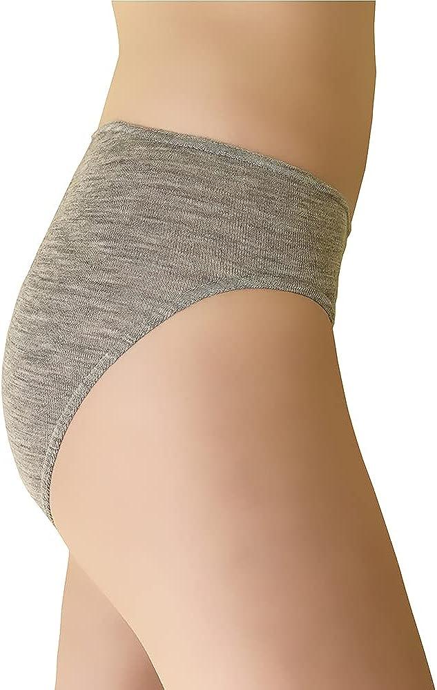 Womens Thermal Panties Briefs: Moisture Wicking Merino Wool Silk Medium  Grey Melange