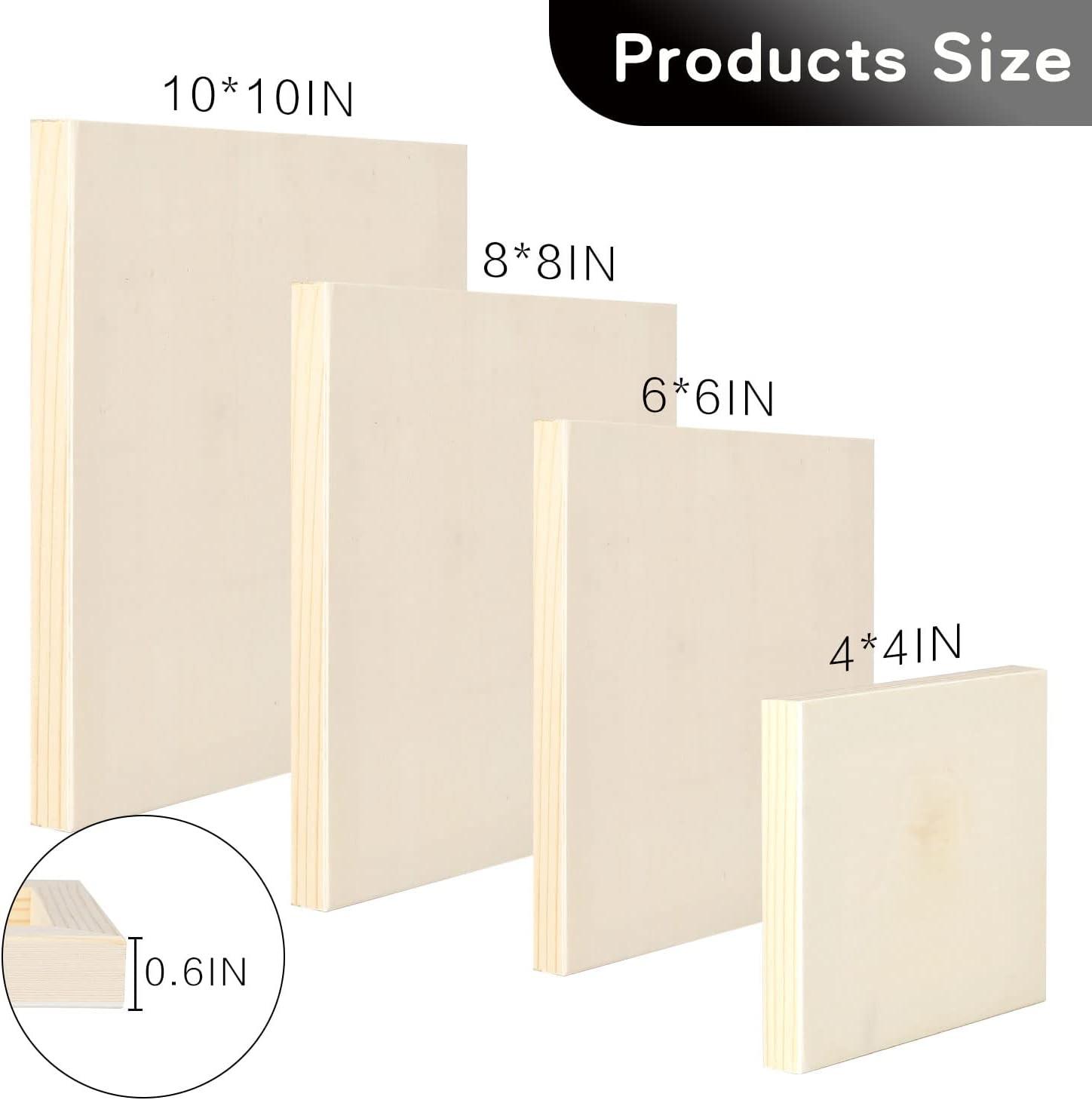 Canvases for Painting, 8x8, Pack of 24,5/8 Inch Thick Wood Frame Blank  Canvas