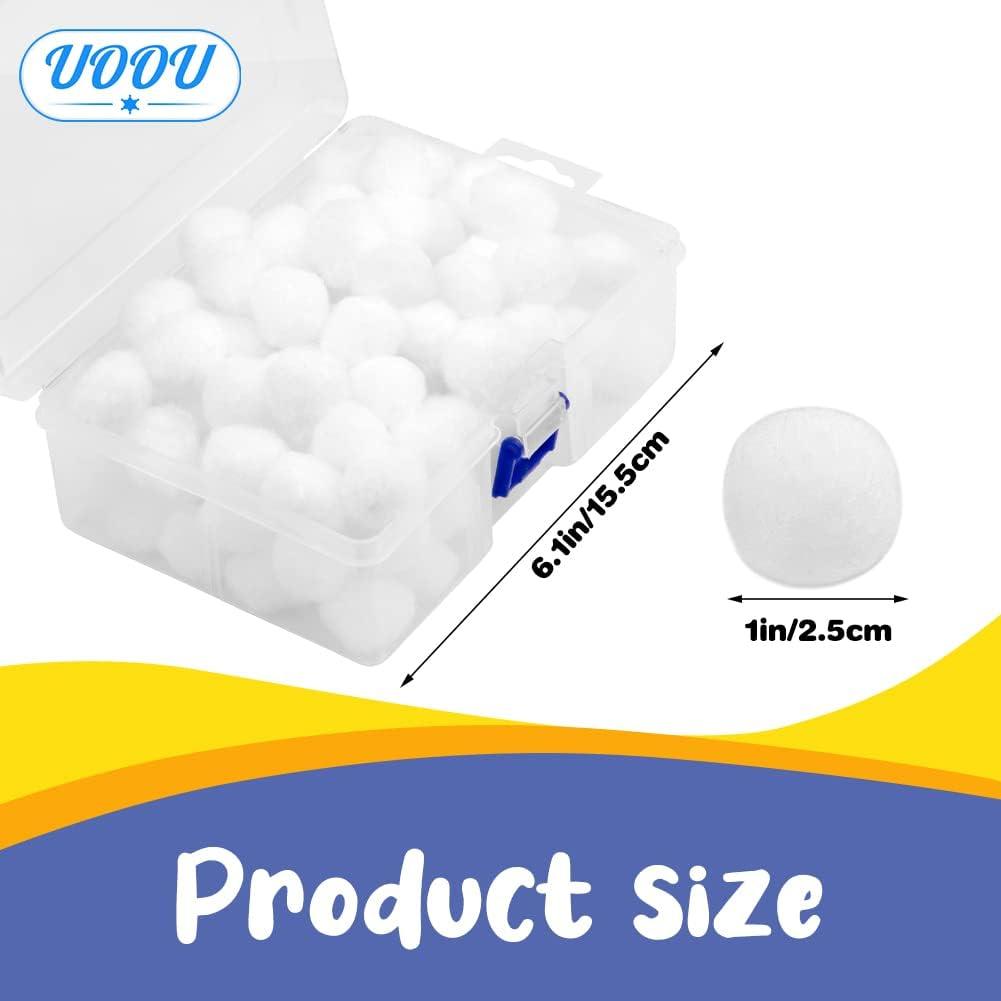UOOU 100 Pcs White Pom Poms 1inch/2.5cm Solid Color Craft Pom Poms Bulk with