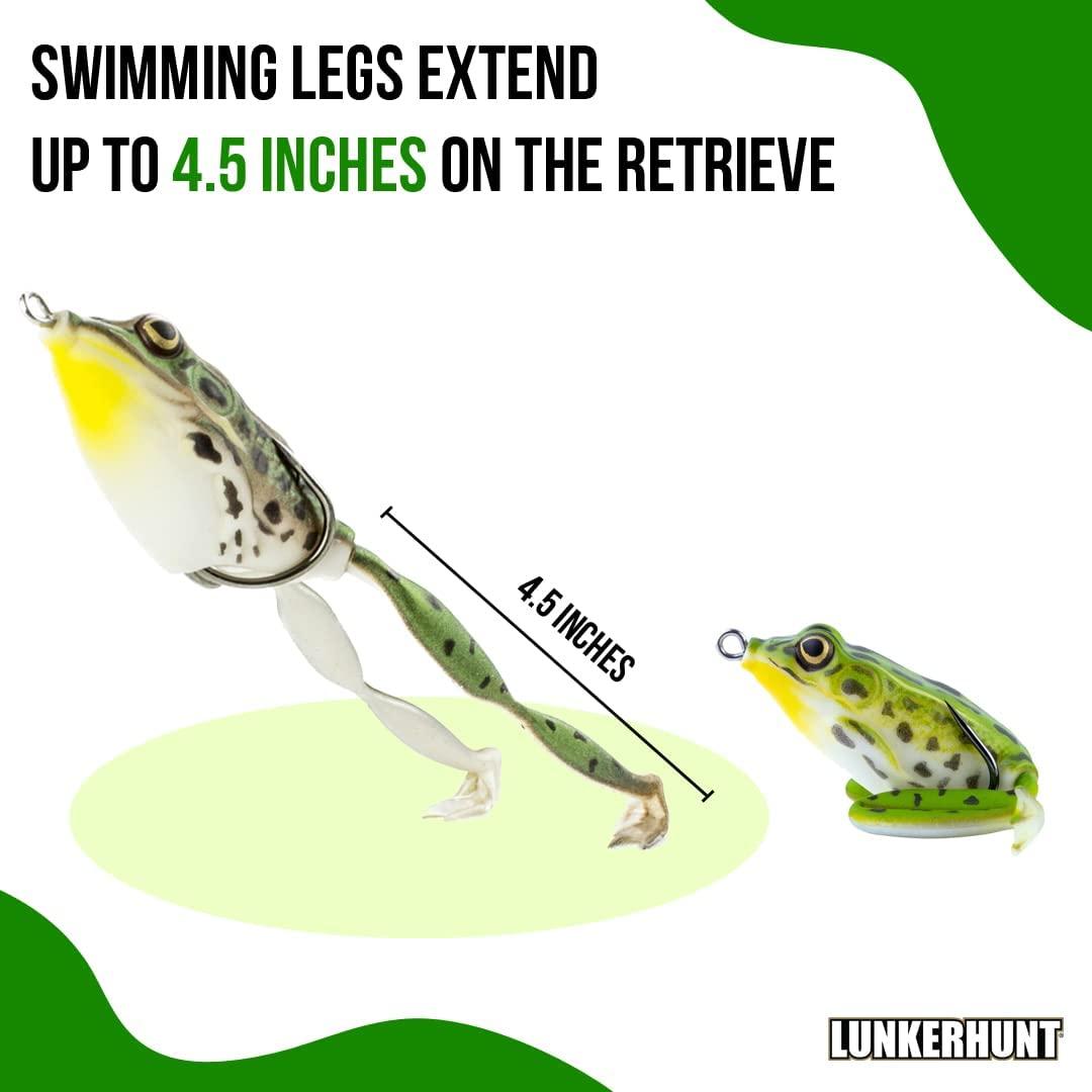 Lunkerhunt Lunker Frog Fishing Lure, Realistic Topwater Frog Lure for  Fishing Bass, Trout and Pike