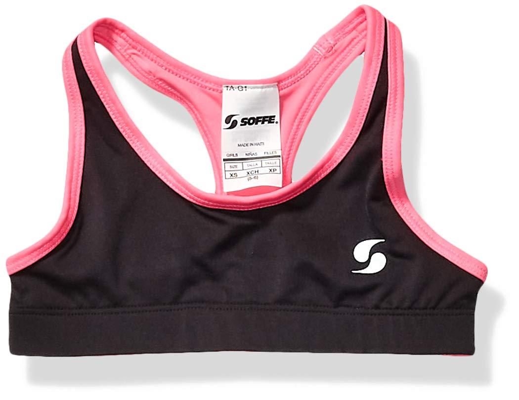 Soffe Girls' Big Dri Reversible Sports Bra Large Black/Neon Pink