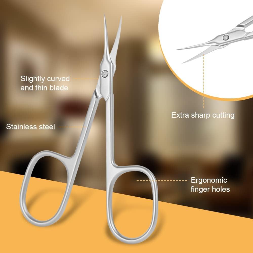 AOMIG Cuticle Scissors, Stainless Curved Blade Nail Scissors