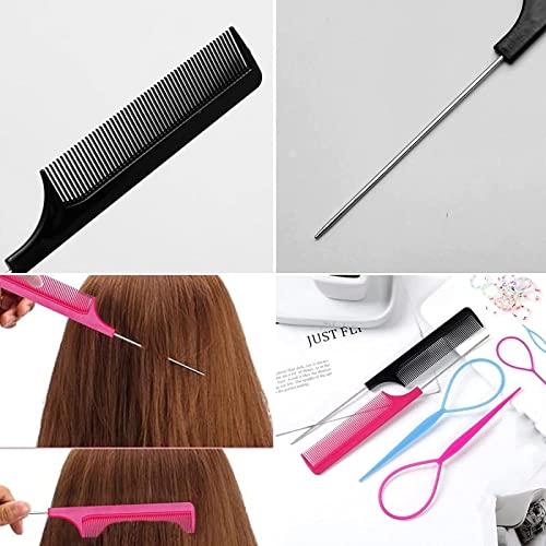 6Pcs Hair Loop Styling Tool Set With 4 Topsy Tail Hair Tools French Braid  Tool Loop And 2pcs Rat Tail Hairdressing Comb