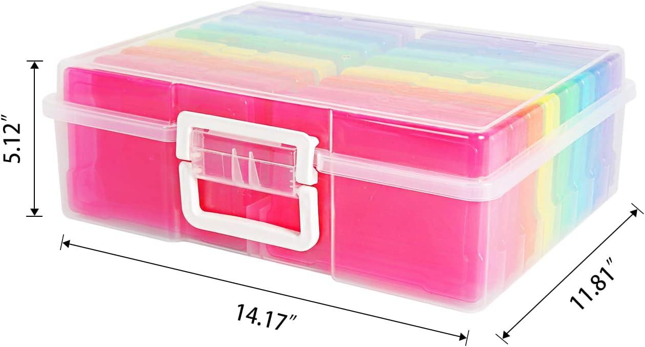 Naivees Photo Storage Case 4 x 6 Photo Case-16 Inner Photo Organizer  Boxes Craft Keeper Photo Storage Containers Box for Photos, Pictures,Art  (Multicolor 2)