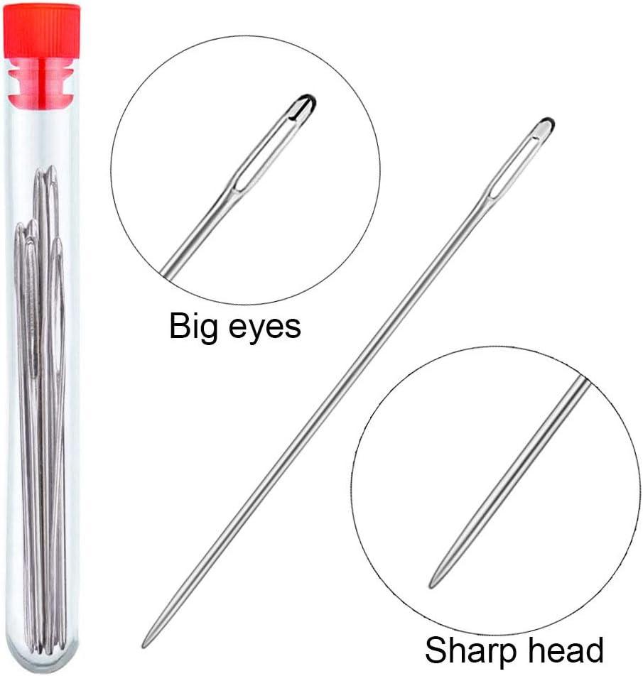25 Eye Stitching Needles - 5 Sizes Big Eye Hand Sewing Needles in