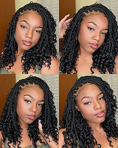 1- 6 Packs Ombre Box Braids Crochet Hair 14 18 inch Braids Hair With Curly  Ends
