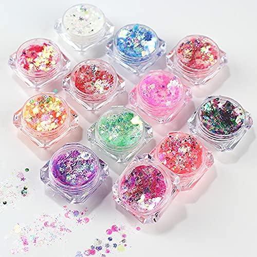 LuckForever 12 Colors Chunky Body Glitters Mermaid Gel Sequins  Self-Adhesive Nail Glitter Fish Scale Gel Eye Makeup Stage Performance  Sequins Powder for Acrylic Nails Crafts Paints Resin Cosmetics - Yahoo  Shopping