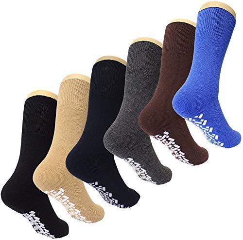 Diabetic Non Skid Slipper Socks/w Grippers for 6 Pair (Pack of 1