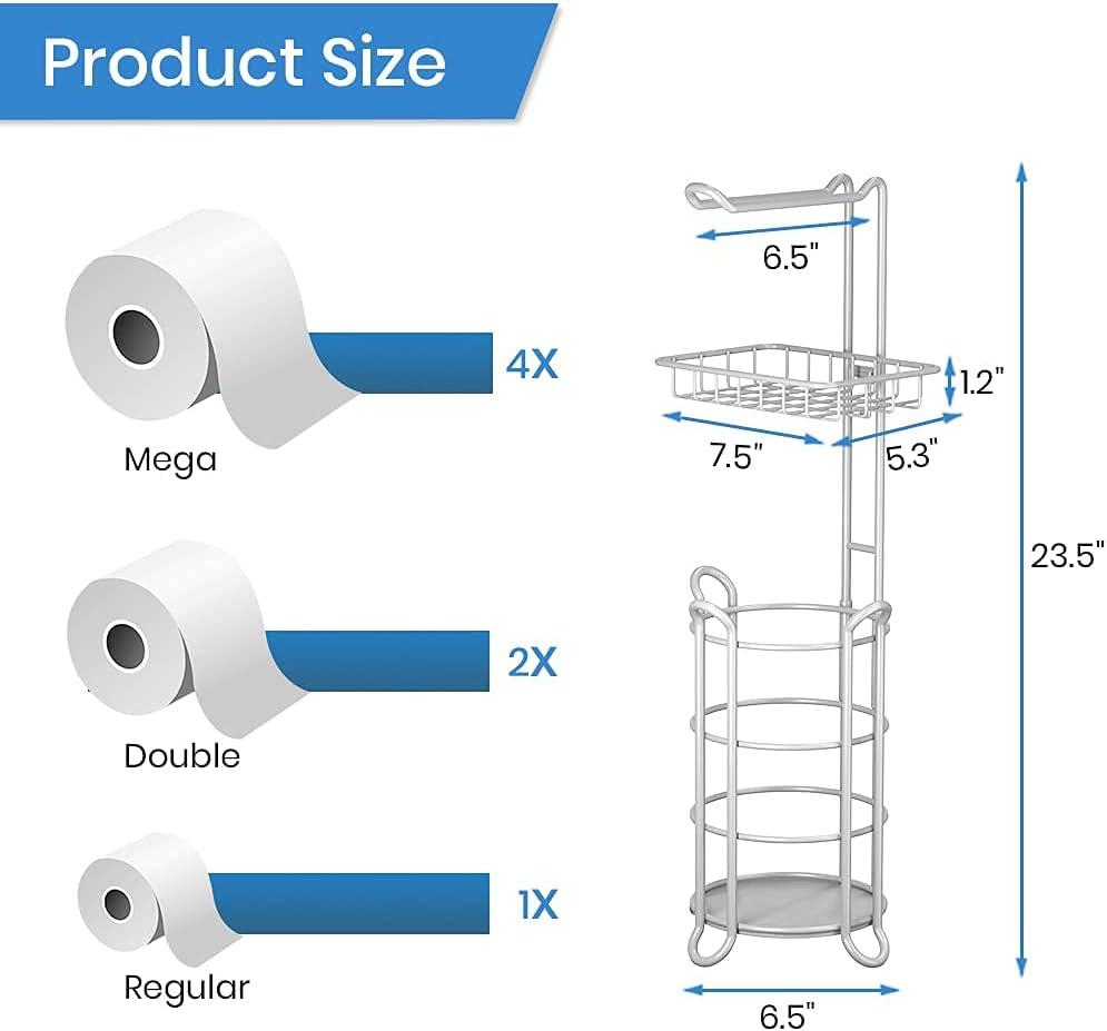 TreeLen Toilet Paper Holder Stand Bathroom Toilet Paper Storage Tissue Roll  Paper Reserve Holder for 3