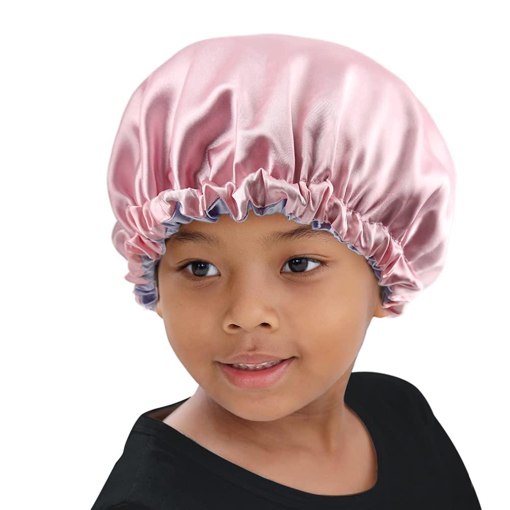 VONTER Hair Kids Satin Bonnet Sleeping Cap Adjustable Sleep Bonnet with  Drawstring Reversible Night Caps for Kids Child Baby Toddler Sleep Cap  Double Layer Light Pink/Pink 