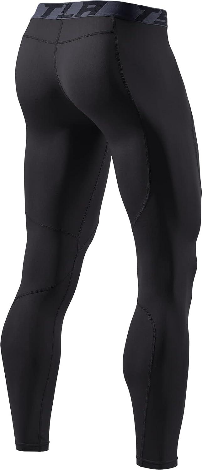TSLA 1 or 2 Pack Men's Thermal Compression Pants, Athletic Sports Leggings  & Running Tights, Wintergear Base Layer Bottoms Medium Heatlock Jet Black