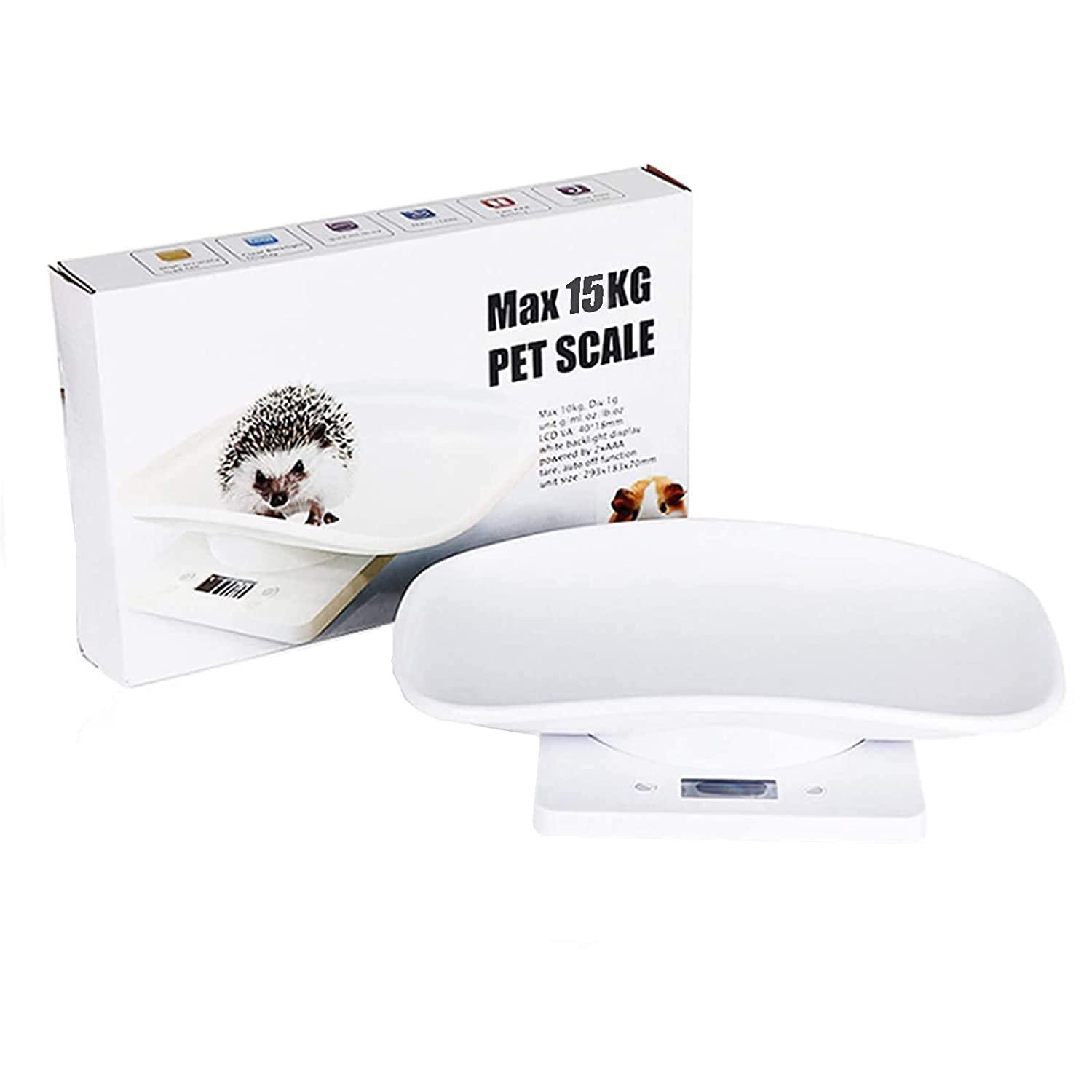 Digital Pet Scale, Small Animal Scale with LCD Display, Multifunction  Kitchen Food Scale, Weighing Max 33lbs, Size 12x 8 Inch for Weight Scale  with New Born Kitten and Puppy(White)