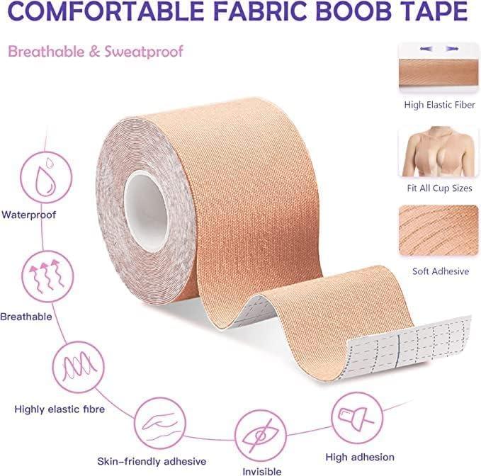 Boob Tape, Extra-Long Roll Boobytape, Bob Tape for Large Breast, Waterproof  Kinesiology Recovery Tapes