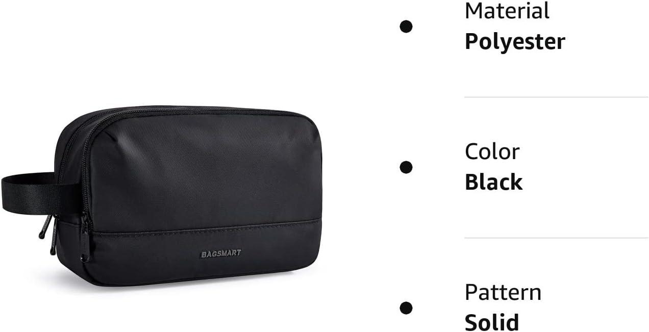 BAGSMART Toiletry Bag for Men, Travel Toiletry Organizer Dopp Kit  Water-resistant Shaving Bag for Toiletries Accessories, Door Room  Essentials, Black