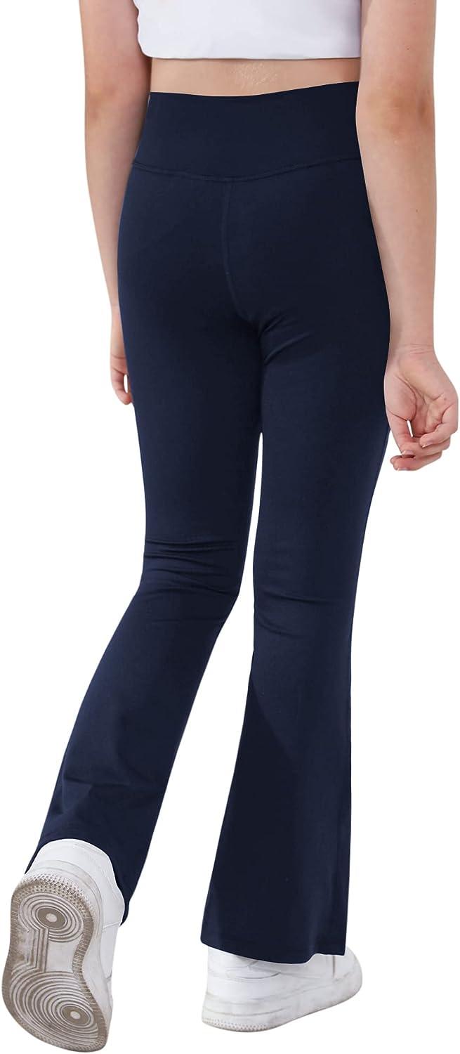 Girl's Leggings Cross High Waisted Flare Pants Yoga Bootcut Pants Solid  Color Full Length Bell Bottoms 11-12 Years Black