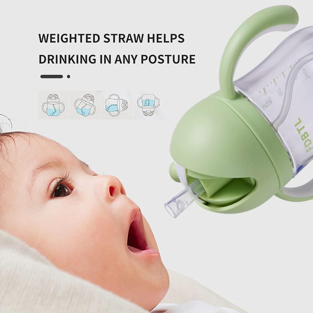 Toddler Cup Silicone Training Cups Learner Straw Cup Set with Removable Handle, Pacifier and Lid Splash Resistant Sippy Cup with 2 Ways for Infants