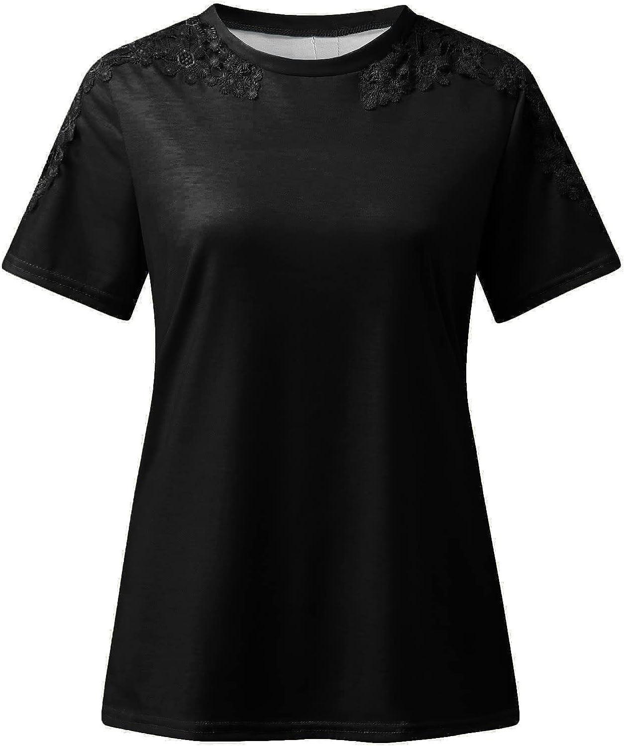 tklpehg Summer Tops for Women Clearance Ladies Tops Casual Relaxed Fit  Short Sleeve T Shirts Lapel Solid Color Blouses Black 12 (XXL) 