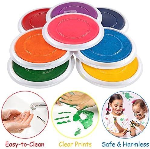 SET 6 LARGE INK PAINT RUBBER STAMP FINGER PAINT PADS RED BLUE