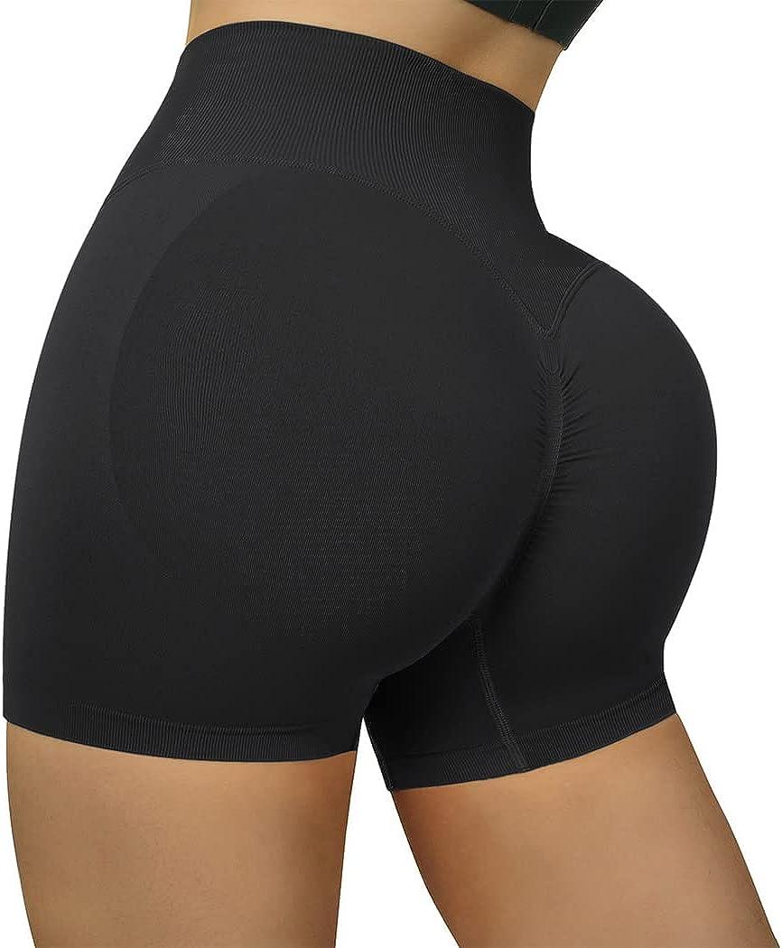 Womens Seamless Scrunch Workout Shorts Cross Waist Booty Lifting Gym Yoga  Shorts